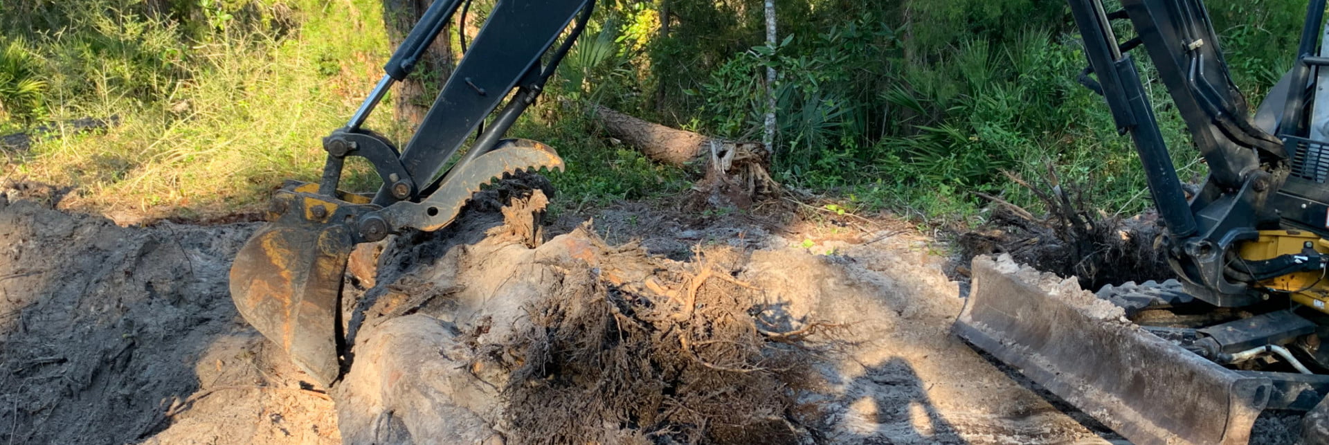 tractor removing stumps